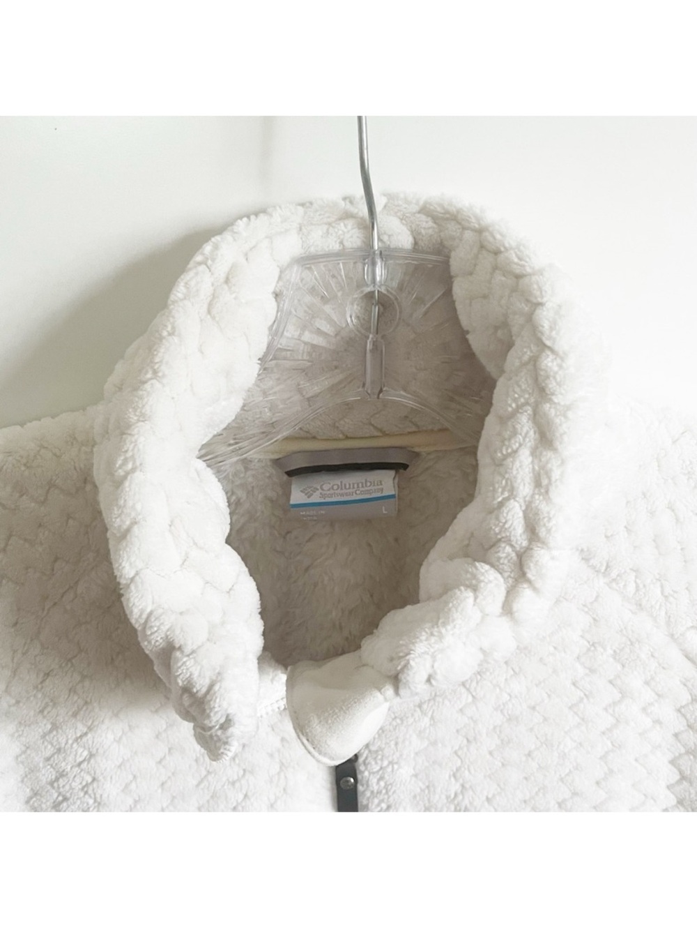 Columbia Pire Side Sherpa white 1/4 zip pullover fleece pockets soft - Picture 6 of 9